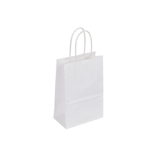 Sac kraft blanc poignées torsadées 14 x 8 x 21 cm Sac kraft blanc poignées torsadées 14 x 8 x 21 cm