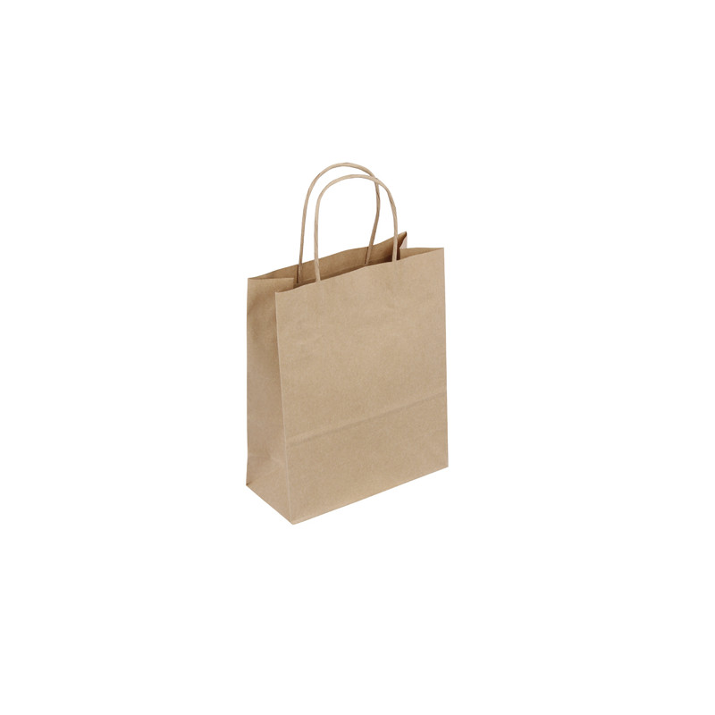 50 Sacs En Papier Kraft Avec Poignées - 14x8x22 Cm - Marron, Recyclables, Pour Emballage Cadeau, Shopping, DIY, Calendrier De L'Avent - 10