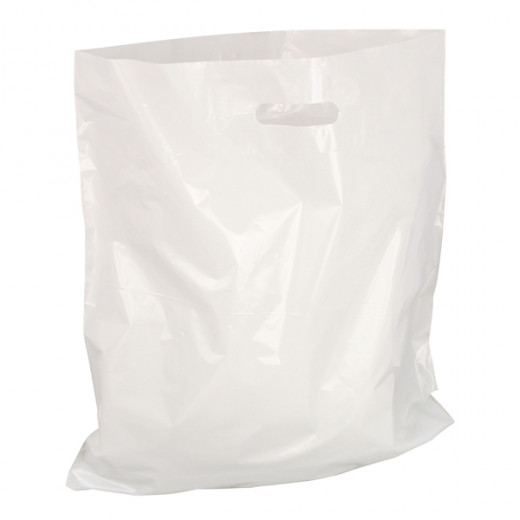 Sac plastique blanc poignée découpée 500 x 50 x 500 mm