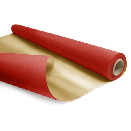 Papier cadeau kraft duo métal rouge/or 69 cm x 50 m