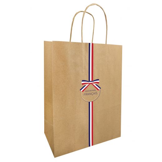 Sac kraft poignées torsadées Savoir Faire Français - 26 x 12 x 32 cm