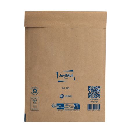 Pochette matelassée bulles kraft recyclé 140g JoviMail Plus 180 x 260 mm
