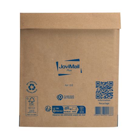 Pochette matelassée bulles kraft recyclé 140g JoviMail Plus 220 x 260 mm