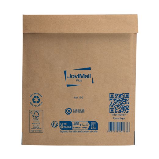 Pochette matelassée bulles kraft recyclé 140g JoviMail Plus 220 x 260 mm